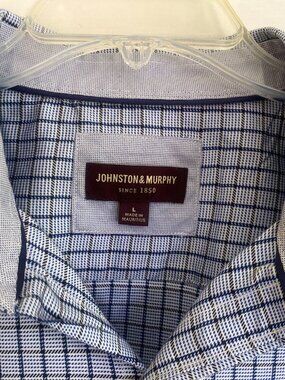 JOHNSTON & MURPHY long sleeve cotton button down navy white black olive, size L
